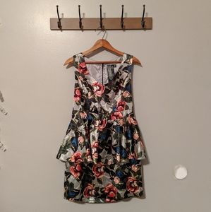 Forever 21 Floral Sleeveless Peplum Cocktail Dress